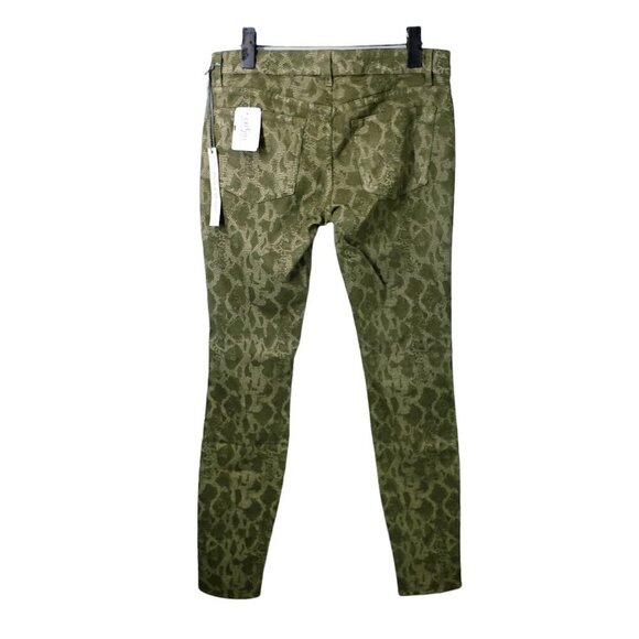 NEW RICH & SKINNY Legacy Snakeskin Jeans Olive Green Women's Size 28 - Picture 2 of 11